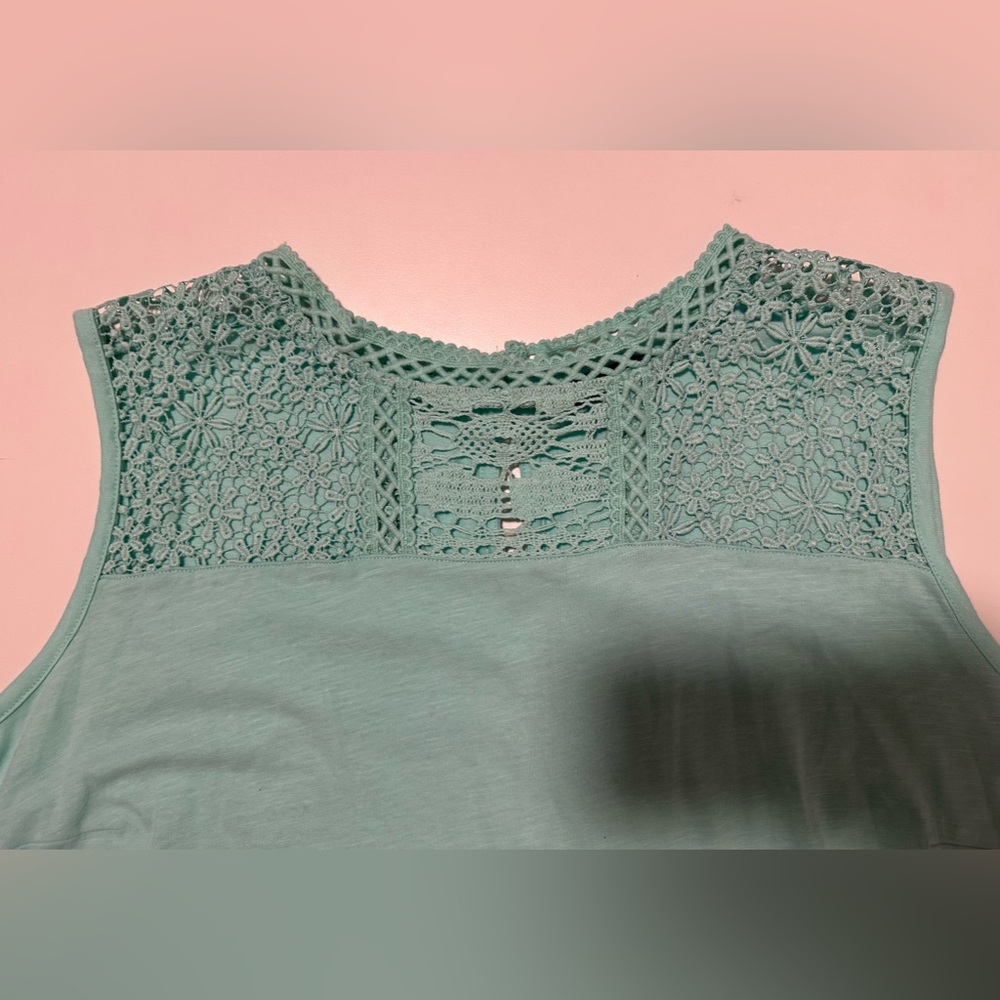 Lane Bryant Green Tank Top Lace Design 26/28 - Picture 9 of 12